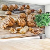 Fototapeta - orzechy, drewno, jedzenie