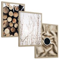 Zestaw obrazy w ramie, plakaty - drewno, zima, sweter - rama drewno
