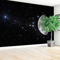 Fototapeta - kosmos, księżyc, gwiazdy