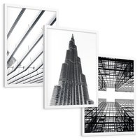 Zestaw obrazy w ramie, plakaty - architektura,budynek,struktura - rama biała