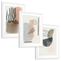 Zestaw obrazy w ramie, plakaty - abstrakcja,pastelowe,wzory - rama biała