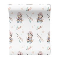 Tapeta - dziecięca, indianin, pióra, gwiazdy