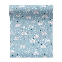 Tapeta - dziecięca, tęcza, deszcz, liście