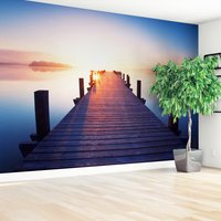 Fototapeta - jezioro, pomost, wschód słońca