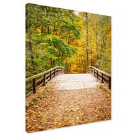 Obraz na płótnie - jesień, most, liście
