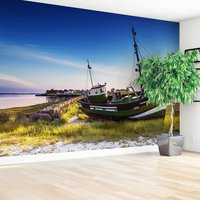 Fototapeta - łódź, morze, plaża