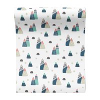 Tapeta - dziecięca, góry, gwiazdy, kropki