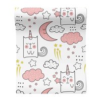 Tapeta - dziecięca, jednorożec, księżyc, gwiazdy