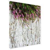 Obraz na płótnie - kwiaty, wrzos, drewno