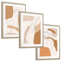 Zestaw obrazy w ramie, plakaty - kobieta, abstrakcja, ciało - rama drewno