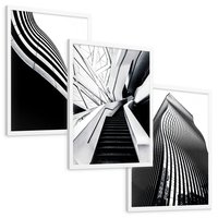 Zestaw obrazy w ramie, plakaty - architektura, budynki, miejski - rama biała