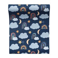 Tapeta - dziecięca, chmury, gwiazdy, tęcze