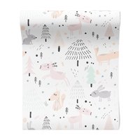 Tapeta - dziecięca, lisy, jelenie, drzewa