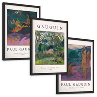 Zestaw obrazy w ramie, plakaty - Paul Gauguin,obrazy,tropyczne - rama czarna