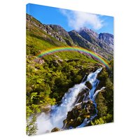 Obraz na płótnie - wodospad, góry, tęcza