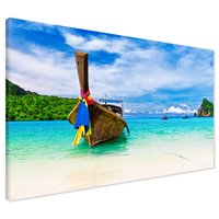 Obraz na płótnie - plaża, łódź, morze