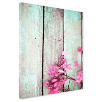 Obraz na płótnie - kwiaty, różowy, drewno