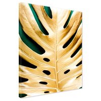 Obraz na płótnie - liść, złoto, monstera