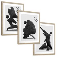 Zestaw obrazy w ramie, plakaty - abstrakcja,minimalizm,nowoczesne - rama drewno