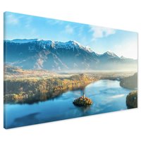 Obraz na płótnie - jezioro, góry, wyspa