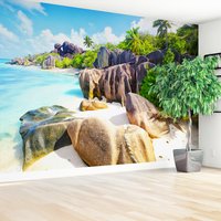 Fototapeta - plaża, skały, palmy