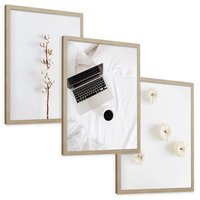 Zestaw obrazy w ramie, plakaty - bawełna,dynie,laptop - rama drewno