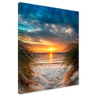 Obraz na płótnie - zachód słońca, plaża, morze