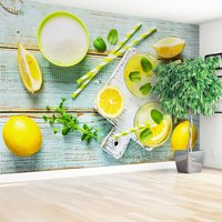 Fototapeta - cytryna, napój, mieta