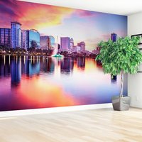 Fototapeta - miasto, jezioro, budynki