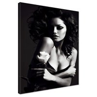 Obraz na płótnie - kobieta, róża, portret