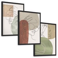 Zestaw obrazy w ramie, plakaty - portret, kobieta, abstrakcja - rama czarna