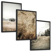 Zestaw obrazy w ramie, plakaty - krajobraz, natura, dom - rama czarna
