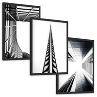 Zestaw obrazy w ramie, plakaty - architektura, budynki, miejski - rama czarna