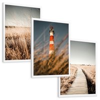 Zestaw obrazy w ramie, plakaty - przyroda, krajobraz, wydma - rama biała