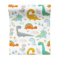 Tapeta - dziecięca, dinozaury, ilustracje, wzory