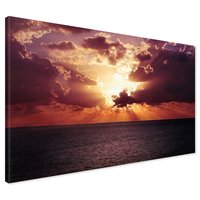 Obraz na płótnie - morze, zachód słońca, chmury