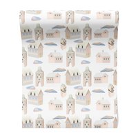 Tapeta - dziecięca, miasto, budynki, chmury