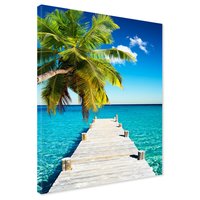 Obraz na płótnie - palma, morze, pomost
