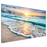 Obraz na płótnie - plaża, morze, zachód słońca