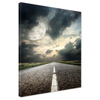 Obraz na płótnie - droga, niebo, księżyc