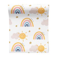 Tapeta - dziecięca, tęcza, słońce, gwiazda
