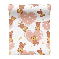 Tapeta - dziecięca, misie, serca, gwiazdy