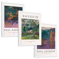 Zestaw obrazy w ramie, plakaty - Paul Gauguin,obrazy,tropyczne - rama biała